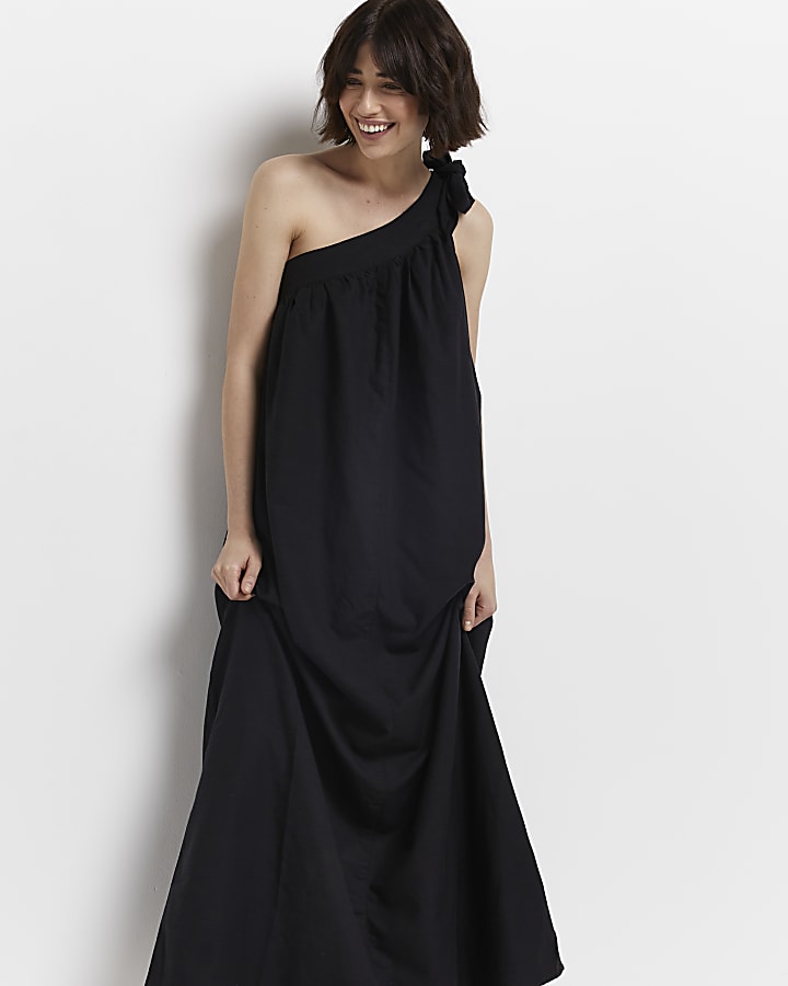 Black one shoulder maxi dress