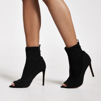 peep toe sock heels