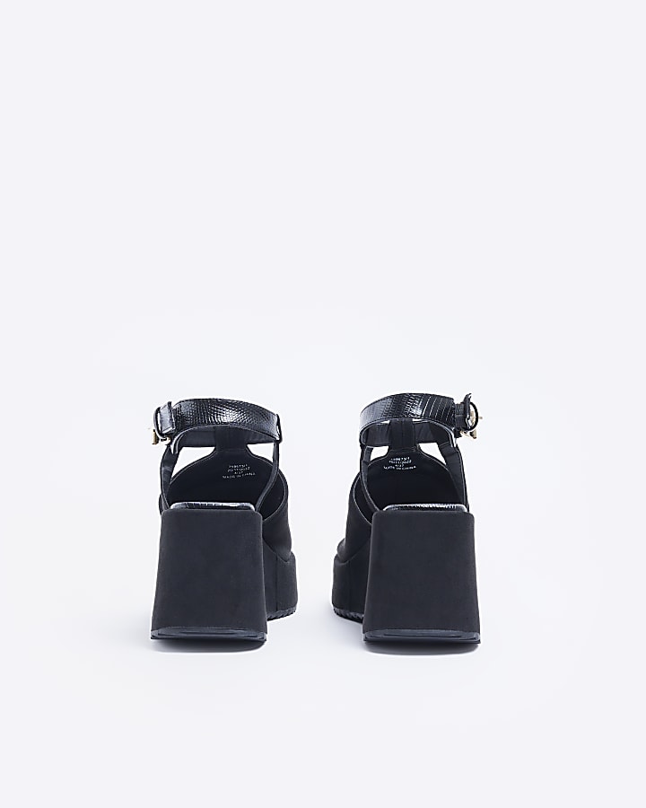 Black open toe wedge sandals