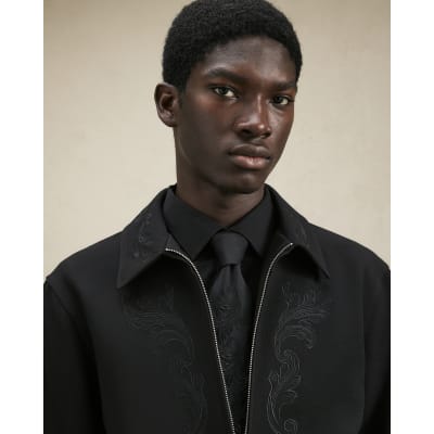 Black Ornate Embroidered Tie