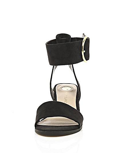 360 degree animation of product Black oversized buckle sandals frame-3
