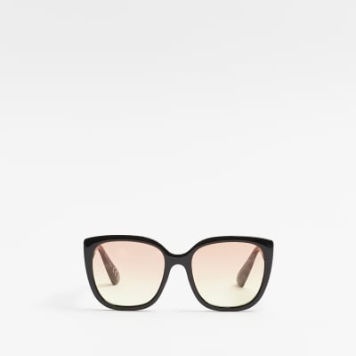 River Island monogram cat eye sunglasses in black