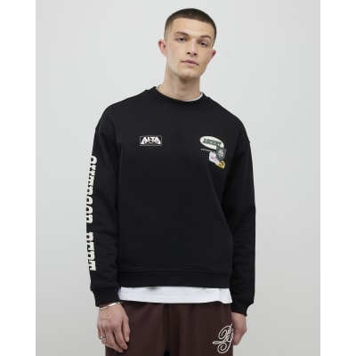 Black Oversized Fit Alpine Badging Sweatshirt