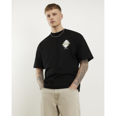 Black Oversized Fit Car Graphic T-Shirt