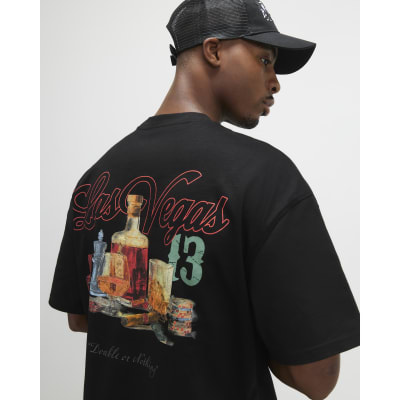 Black Oversized Fit Cotton Las Vegas T-Shirt