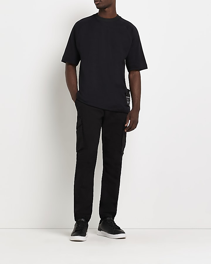 Black Oversized fit Drawcord T-shirt