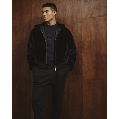 Black Oversized Fit Faux Fur Hoodie