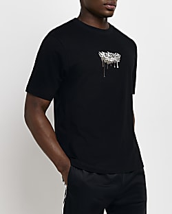 Black oversized fit graffiti t-shirt