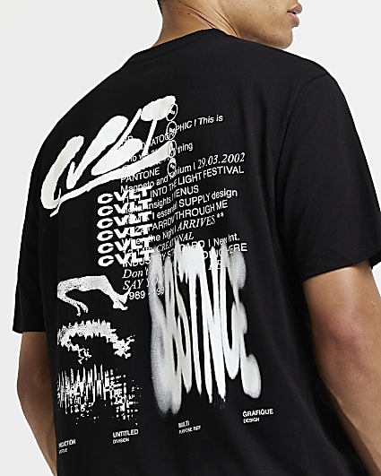 Black Oversized fit graphic Graffiti T-shirt
