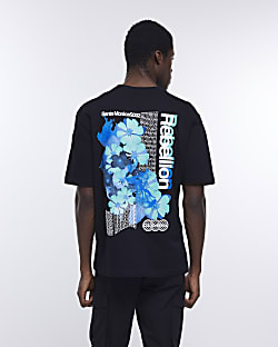 Black oversized fit graphic print t-shirt