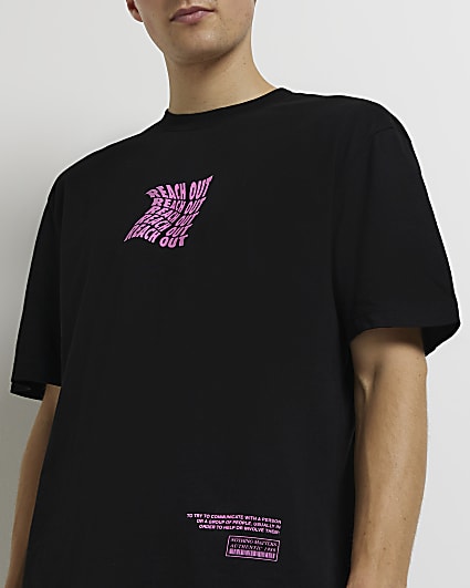 Black Oversized fit graphic Reach Out t-shirt