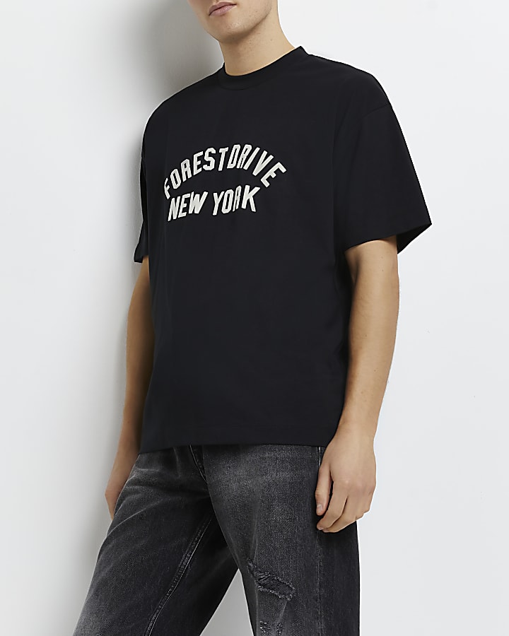 Black oversized fit graphic t-shirt