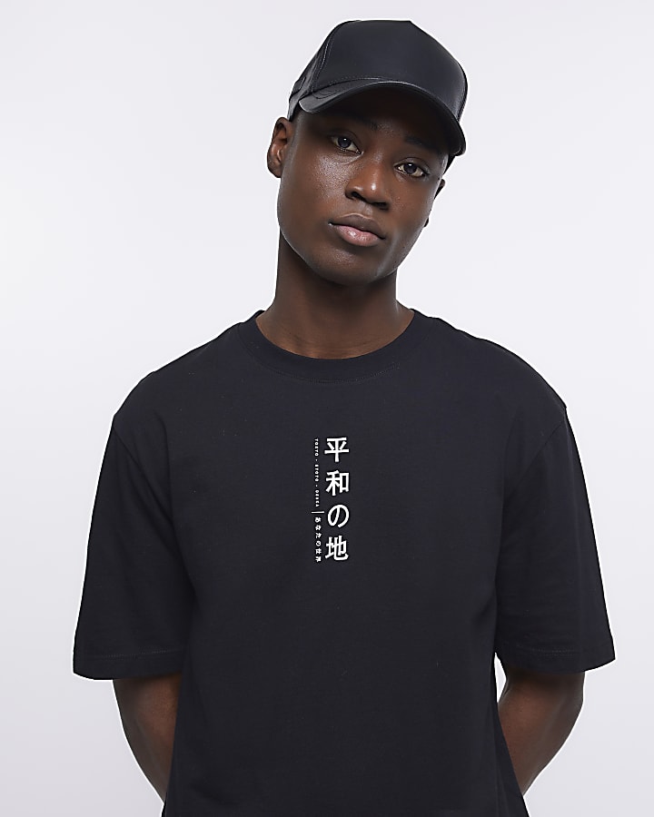 Black oversized fit Japanese graphic t-shirt