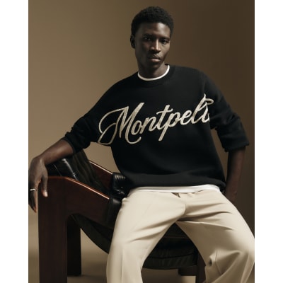 Black Oversized Fit Knit Montpellier Jumper