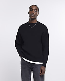 Black oversized fit knitted jumper