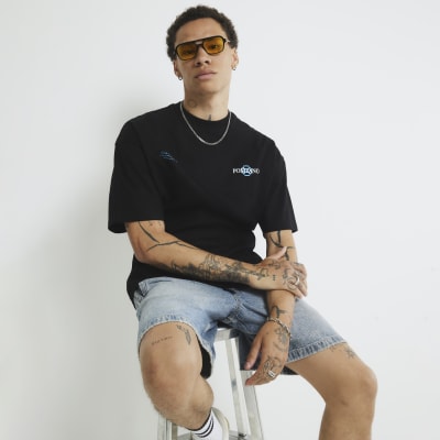 Black Oversized Fit Positano Lemon T-Shirt