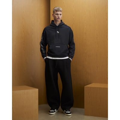 Black Oversized Fit RXR Dept Hoodie