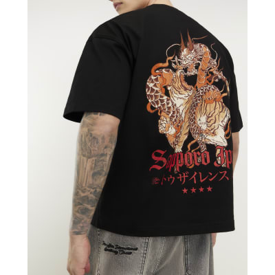 Black Oversized Fit Sappora Japanese T-Shirt