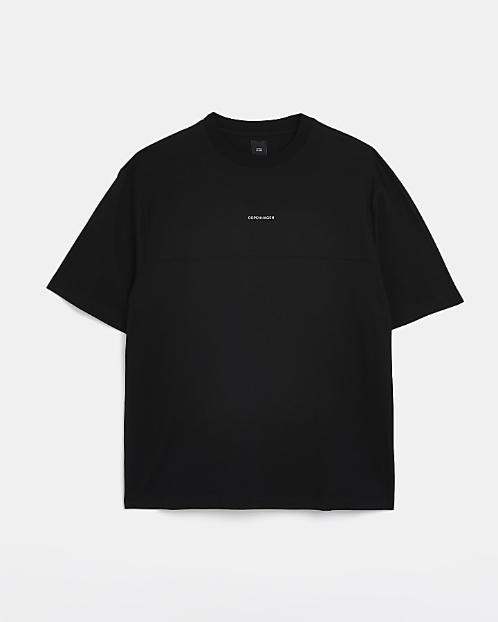 Black oversized fit seam t-shirt