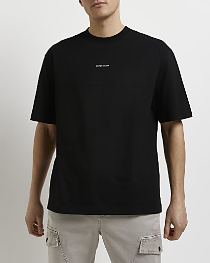 Black oversized fit seam t-shirt