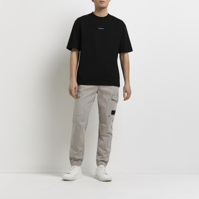 Black oversized fit seam t-shirt