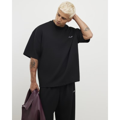 Black Oversized Fit Textured T-Shirt