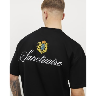 Black Oversized Fit USA Crest T-Shirt