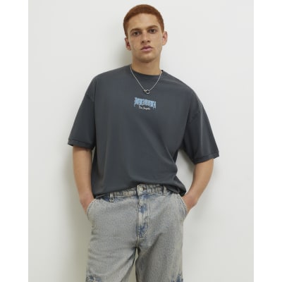 Black Oversized Fit Washed Downtown T-Shirt