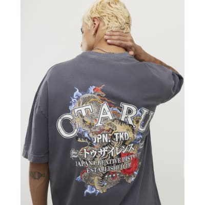 Black Oversized Fit Washed Otaru T-Shirt