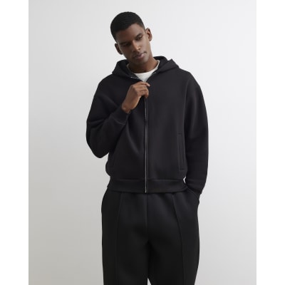 Black Oversized Fit Zip Through Hoodie