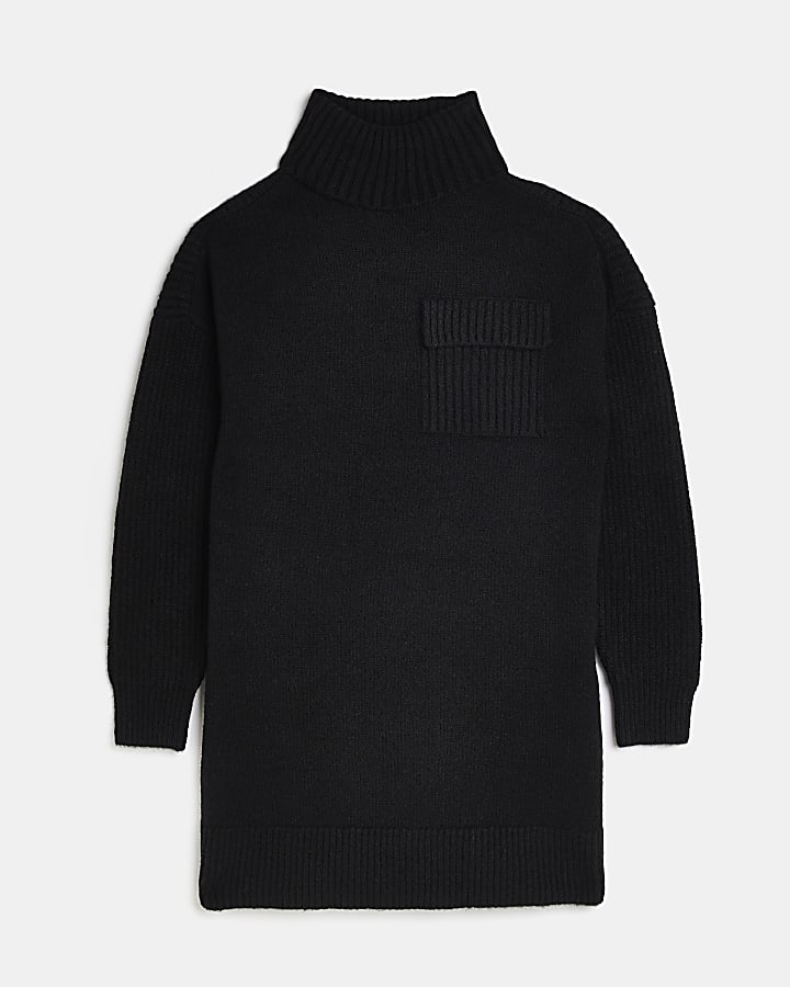 Black oversized knit jumper mini dress