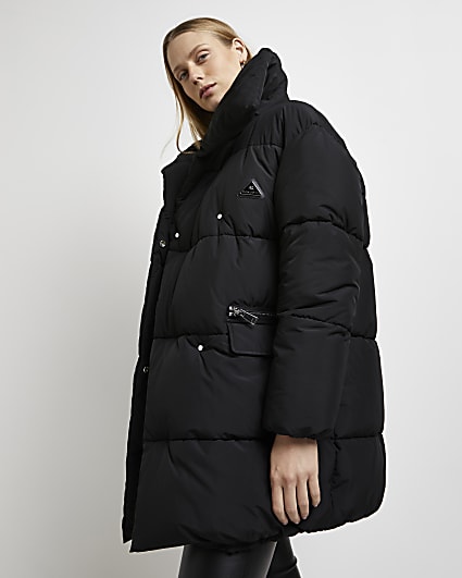 Black oversized puffer coat