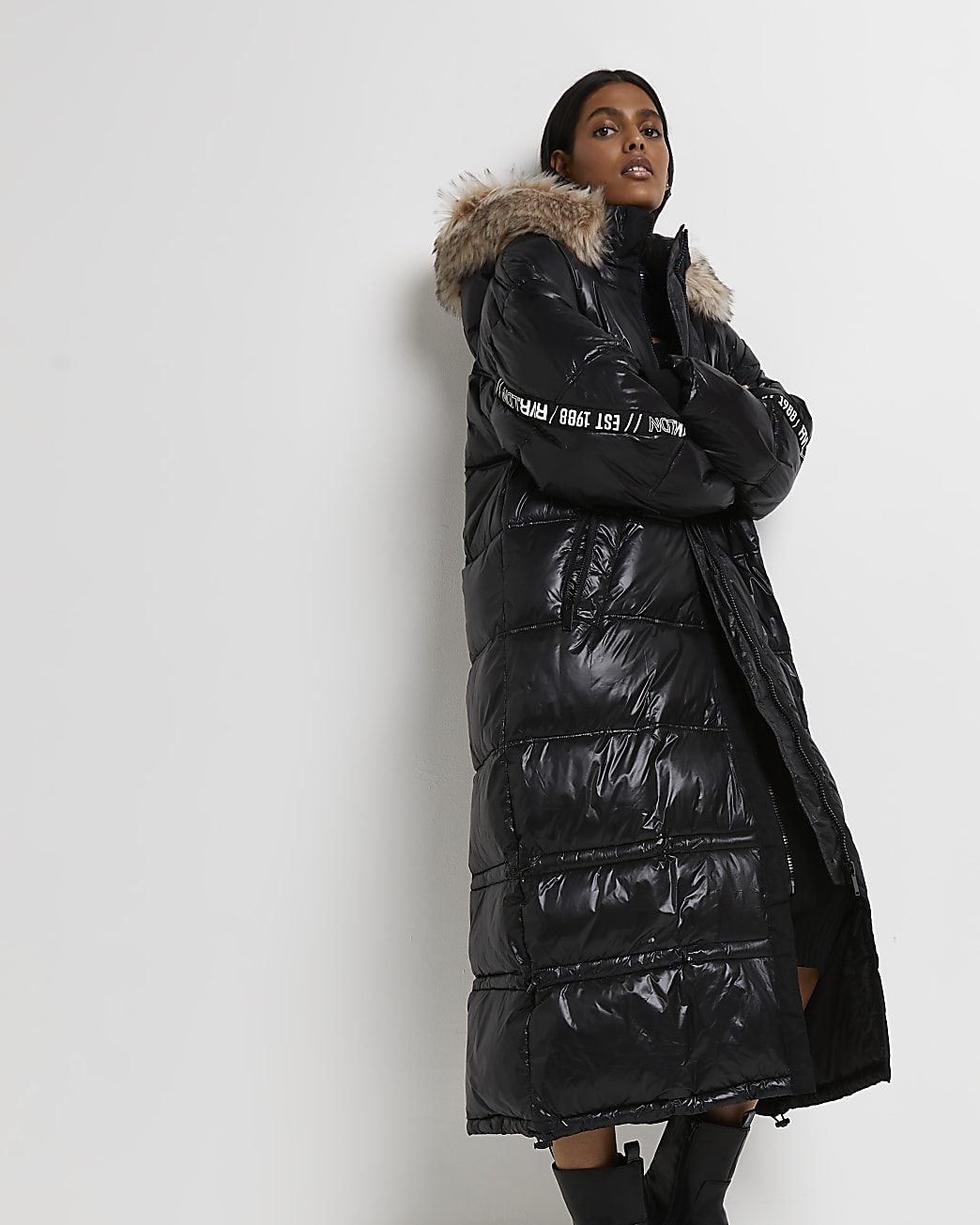 Black oversized puffer coat