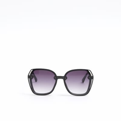 Black oversized round sunglasses River Island