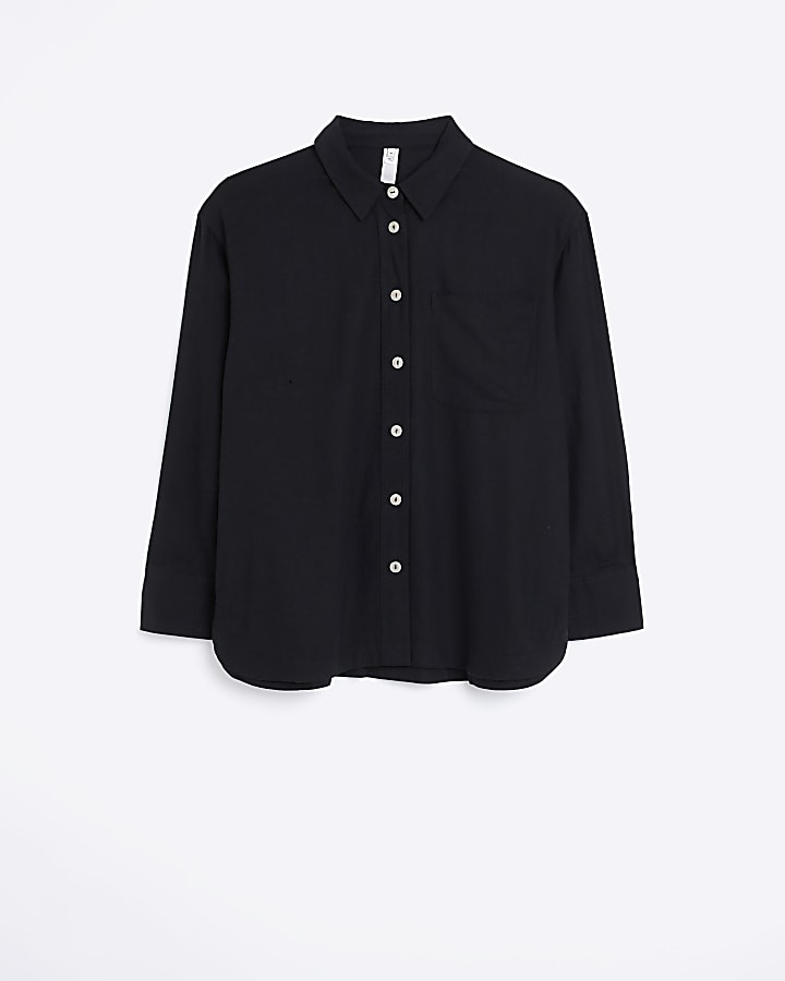 Black oversized shirt with linen