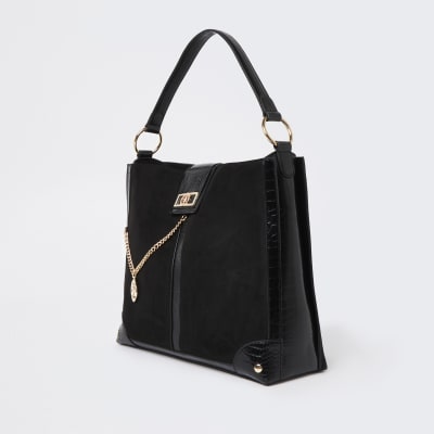 Black oversized slouch bag River Island