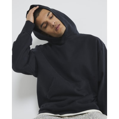 Black Oversized Washed Hoodie