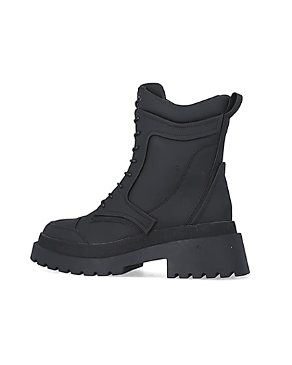 360 degree animation of product Black padded biker boots frame-4