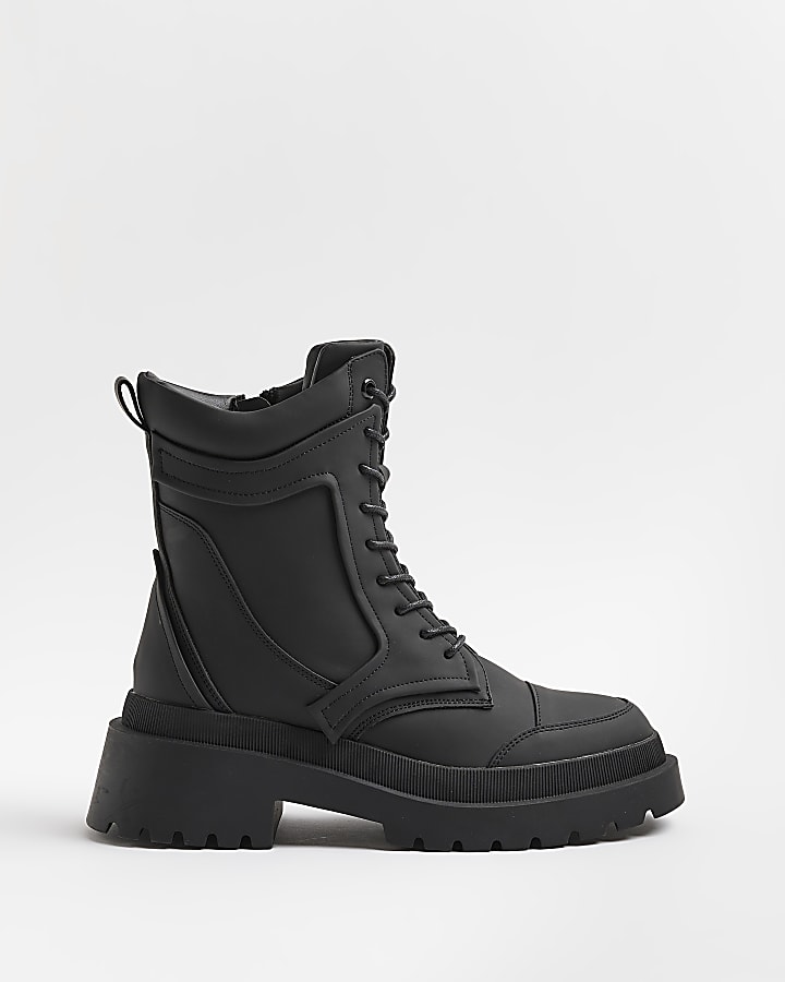 Black padded biker boots