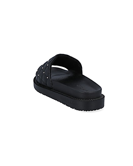 360 degree animation of product Black padded chunky sliders frame-7