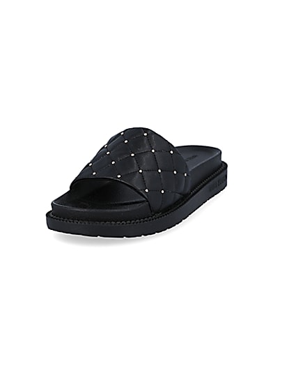 360 degree animation of product Black padded chunky sliders frame-23
