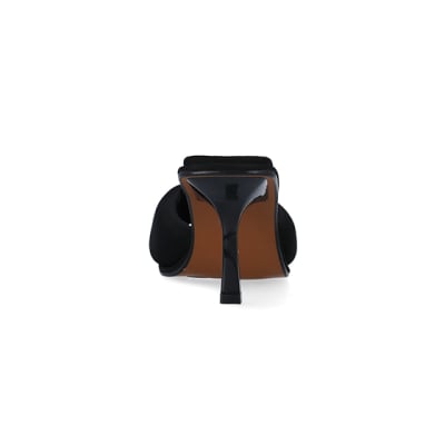 360 degree animation of product Black padded heeled mules frame-9