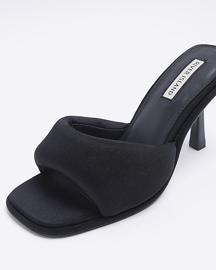 Black padded heeled mules