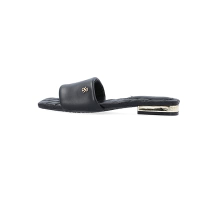 360 degree animation of product Black padded sandals frame-4