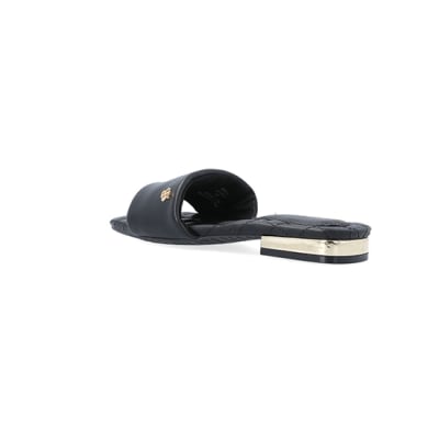 360 degree animation of product Black padded sandals frame-6