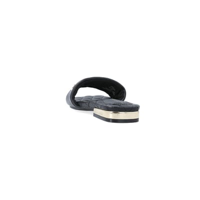 360 degree animation of product Black padded sandals frame-8