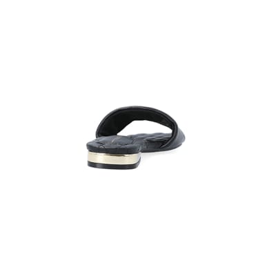 360 degree animation of product Black padded sandals frame-10
