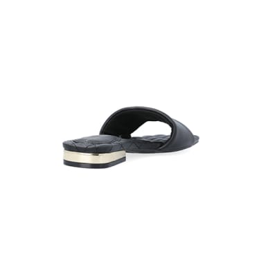 360 degree animation of product Black padded sandals frame-11