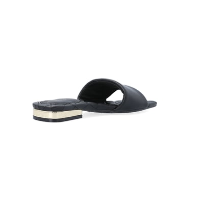 360 degree animation of product Black padded sandals frame-12