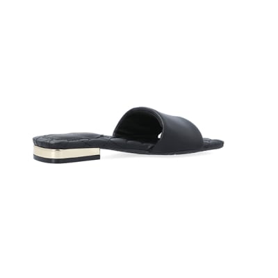 360 degree animation of product Black padded sandals frame-13